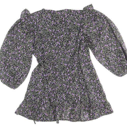 Violet Womens Multicoloured Floral Polyester A-Line Size 12 V-Neck Tie