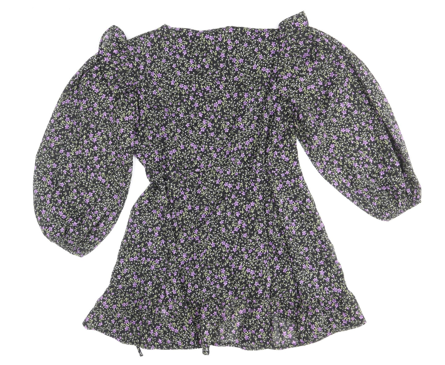 Violet Womens Multicoloured Floral Polyester A-Line Size 12 V-Neck Tie