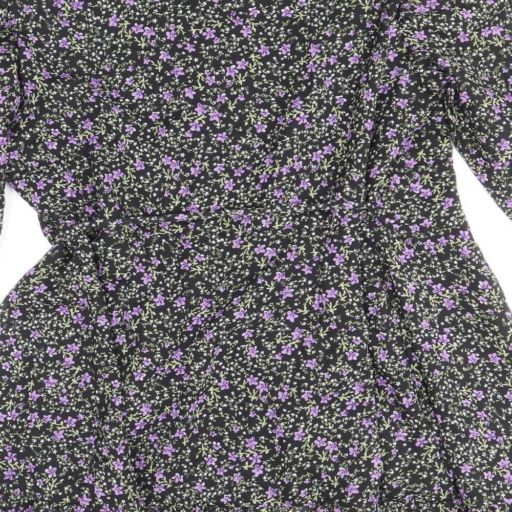 Violet Womens Multicoloured Floral Polyester A-Line Size 12 V-Neck Tie