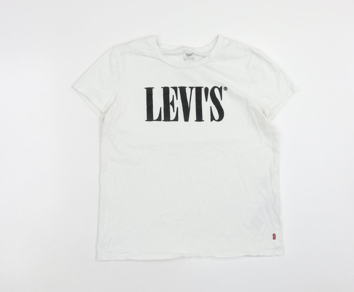 Signature by Levi Strauss & Co. Womens White Cotton Basic T-Shirt Size M Round Neck