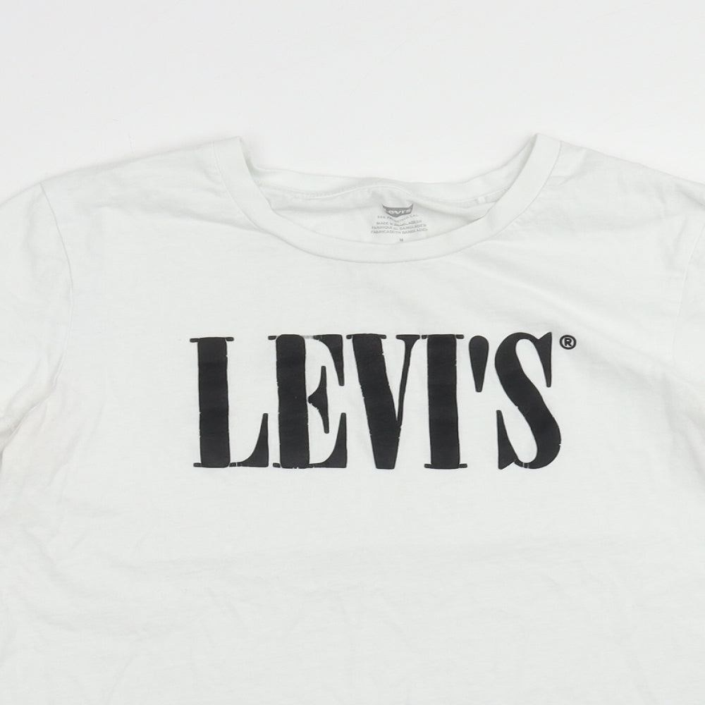 Signature by Levi Strauss & Co. Womens White Cotton Basic T-Shirt Size M Round Neck