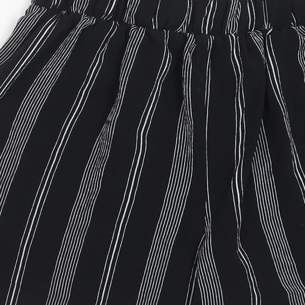 New Look Womens Black Striped Polyester Paperbag Shorts Size 8 Regular Tie