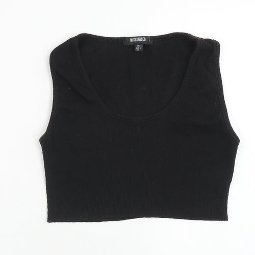 Missguided Womens Black Polyester Cropped Tank Size 8 Round Neck