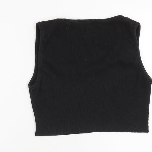 Missguided Womens Black Polyester Cropped Tank Size 8 Round Neck