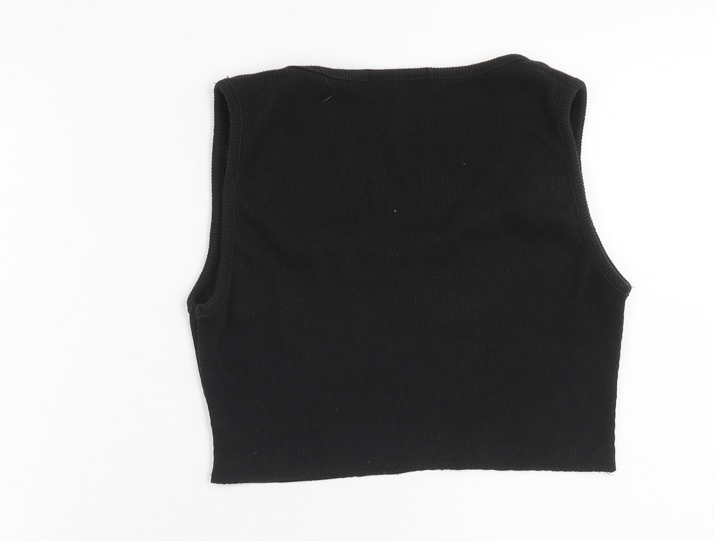 Missguided Womens Black Polyester Cropped Tank Size 8 Round Neck
