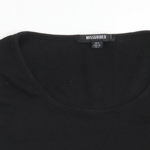 Missguided Womens Black Polyester Cropped Tank Size 8 Round Neck