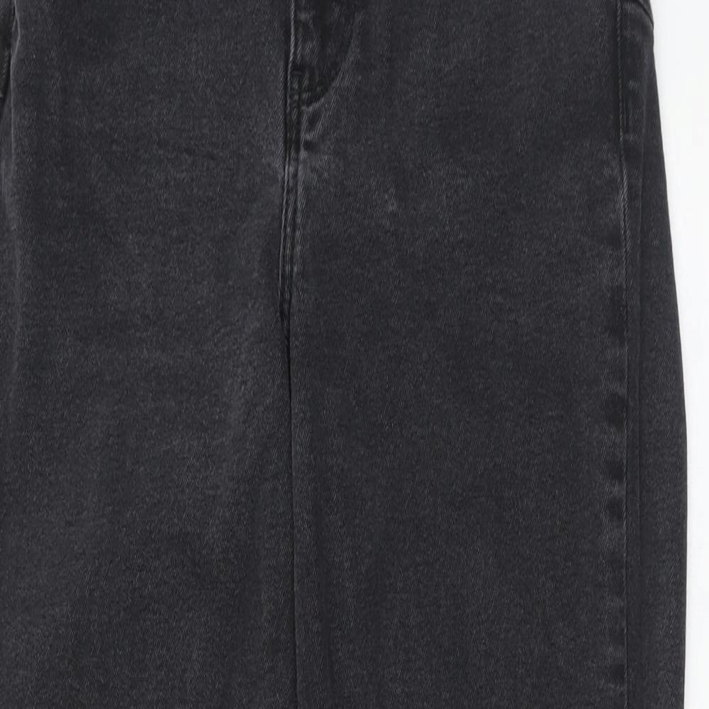 New Look Womens Black Cotton Mom Jeans Size 10 Regular Zip