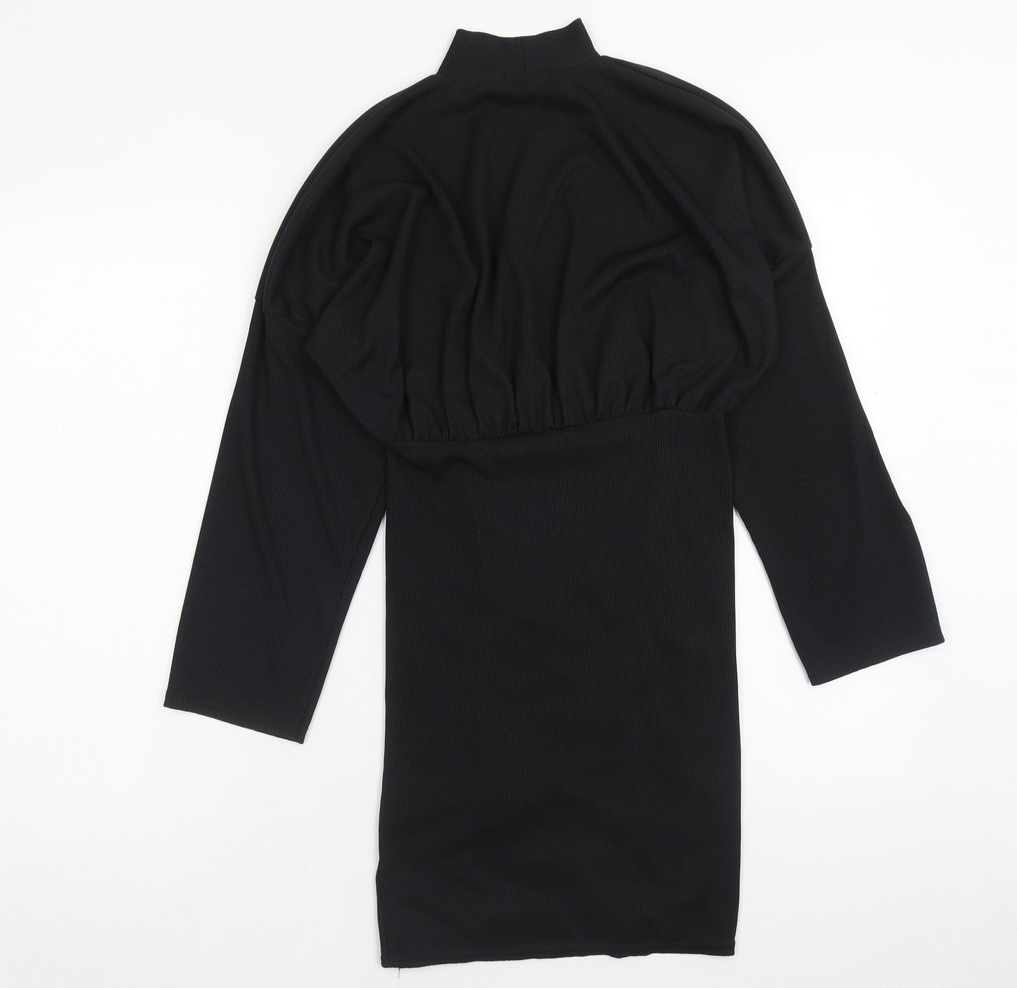 PRETTYLITTLETHING Womens Black Polyester Sheath Size 10 High Neck Pullover
