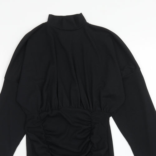 PRETTYLITTLETHING Womens Black Polyester Sheath Size 10 High Neck Pullover