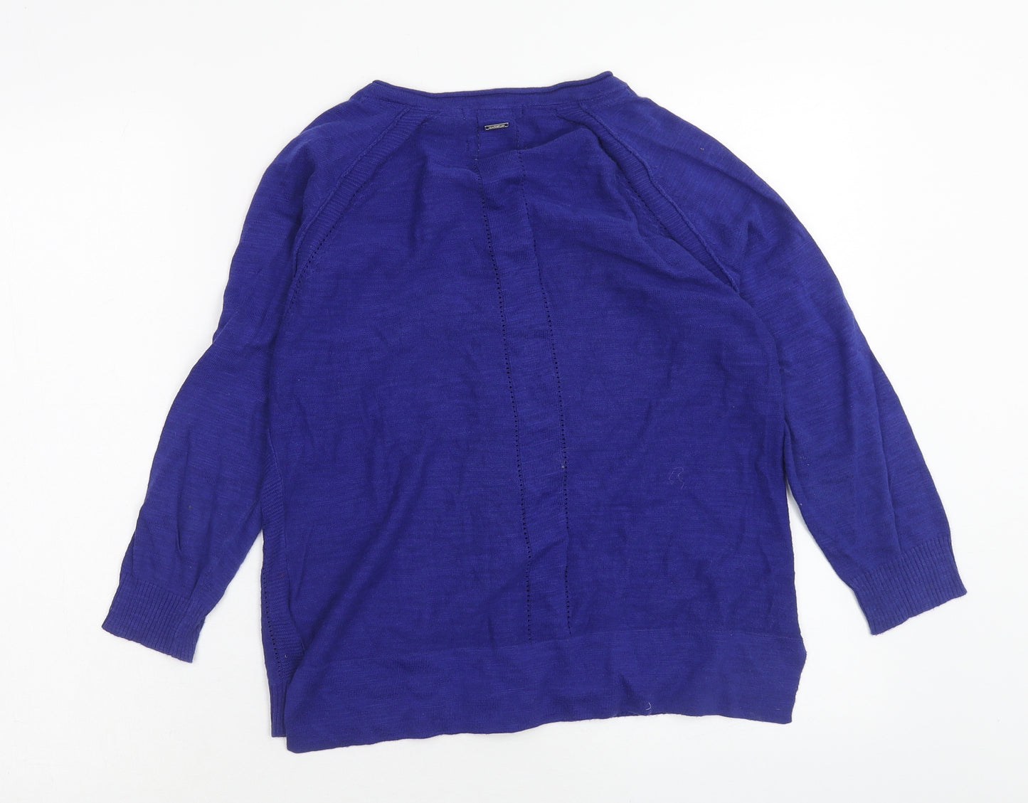 White Stuff Womens Blue Scoop Neck Cotton Cardigan Jumper Size 10