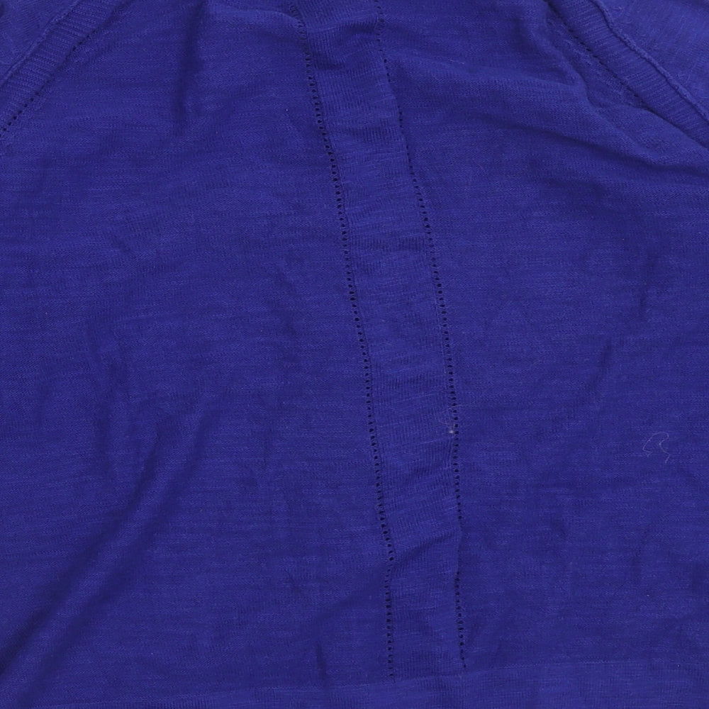 White Stuff Womens Blue Scoop Neck Cotton Cardigan Jumper Size 10
