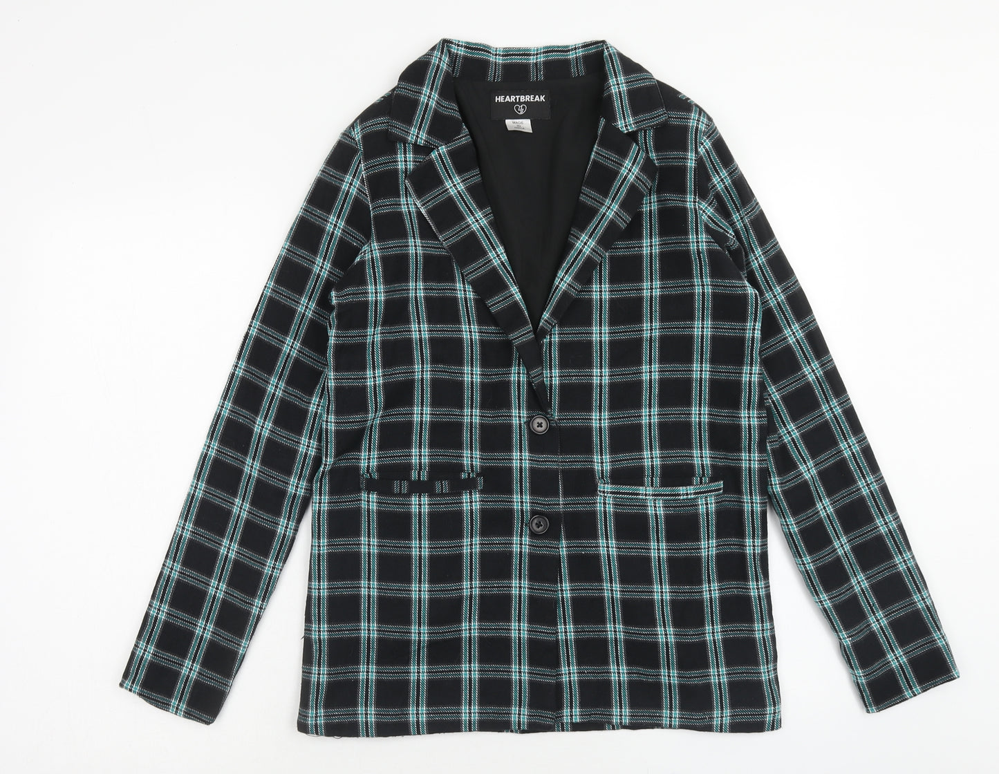 Heartbreak Womens Blue Geometric Pea Coat Coat Size 6 Button