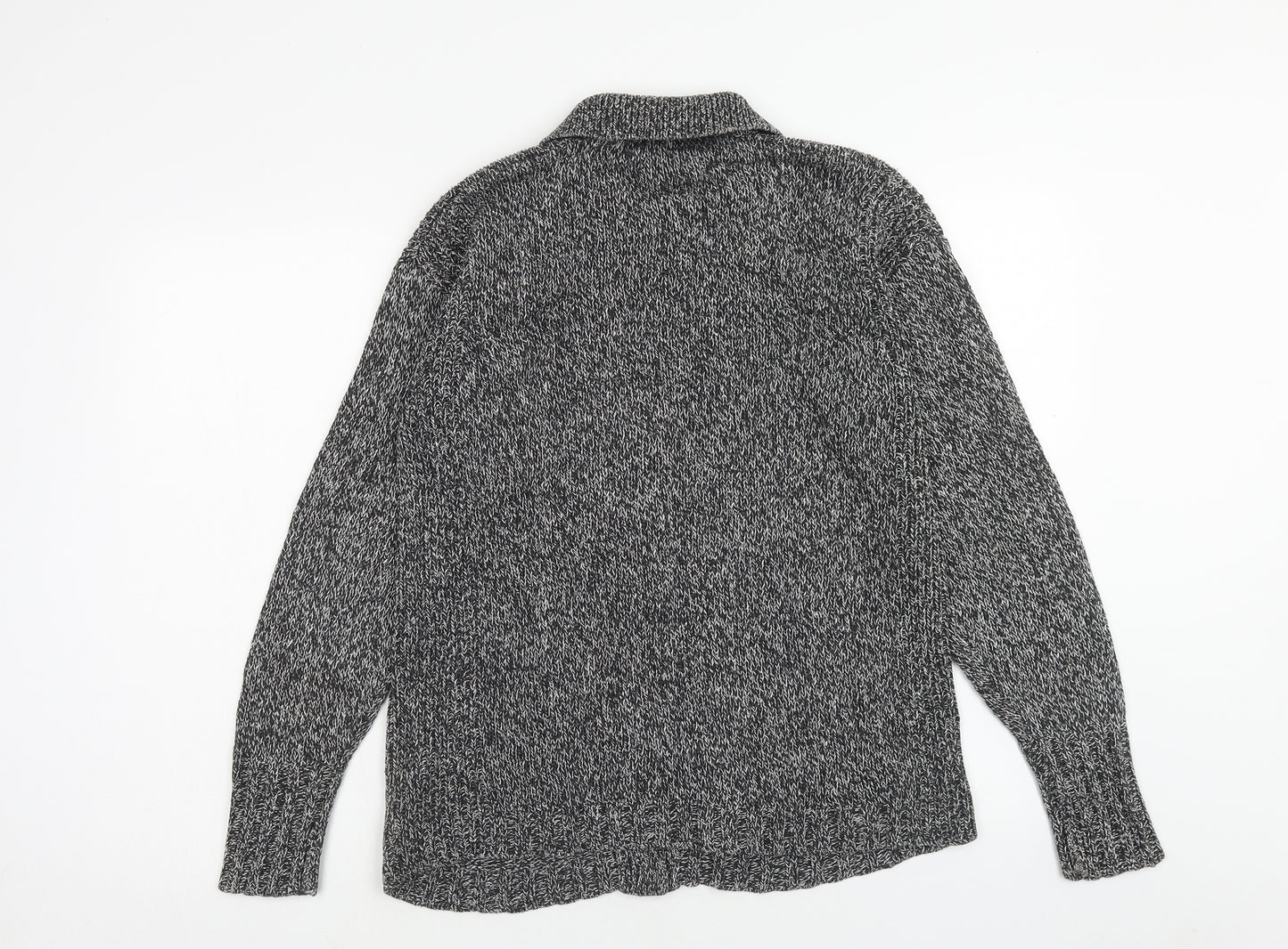 Marks and Spencer Womens Grey Collared Cotton Cardigan Jumper Size 10