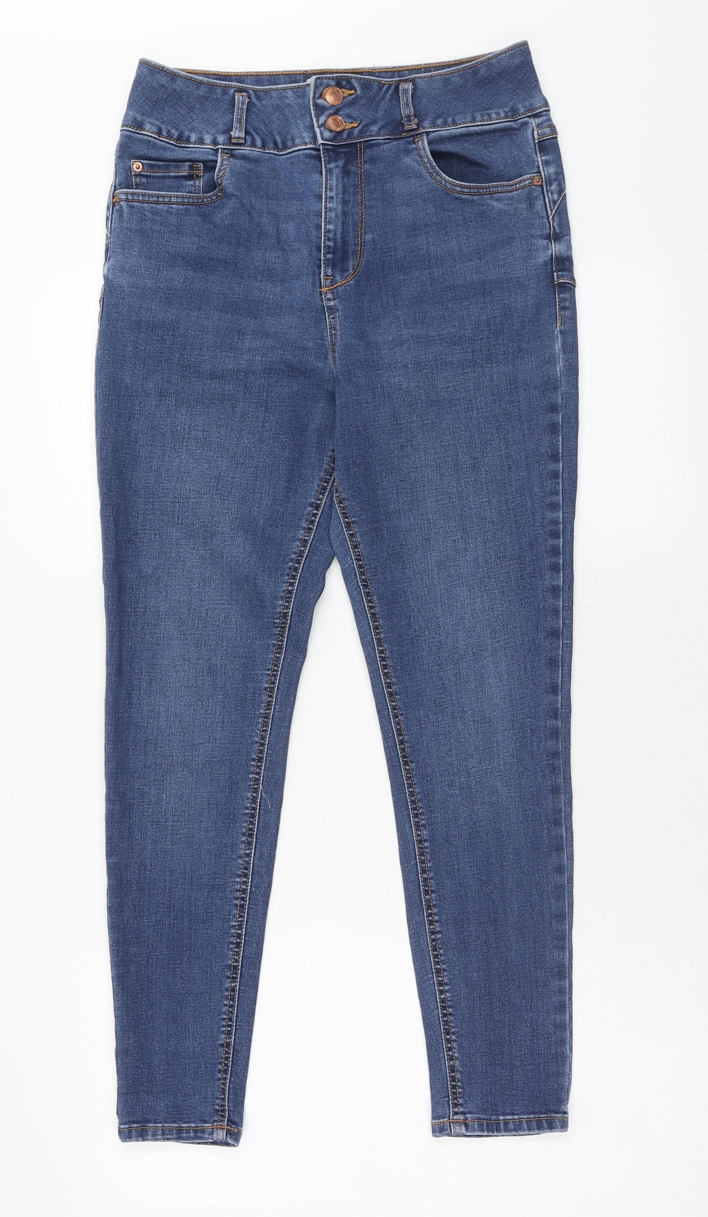 New Look Womens Blue Cotton Skinny Jeans Size 12 Regular Zip