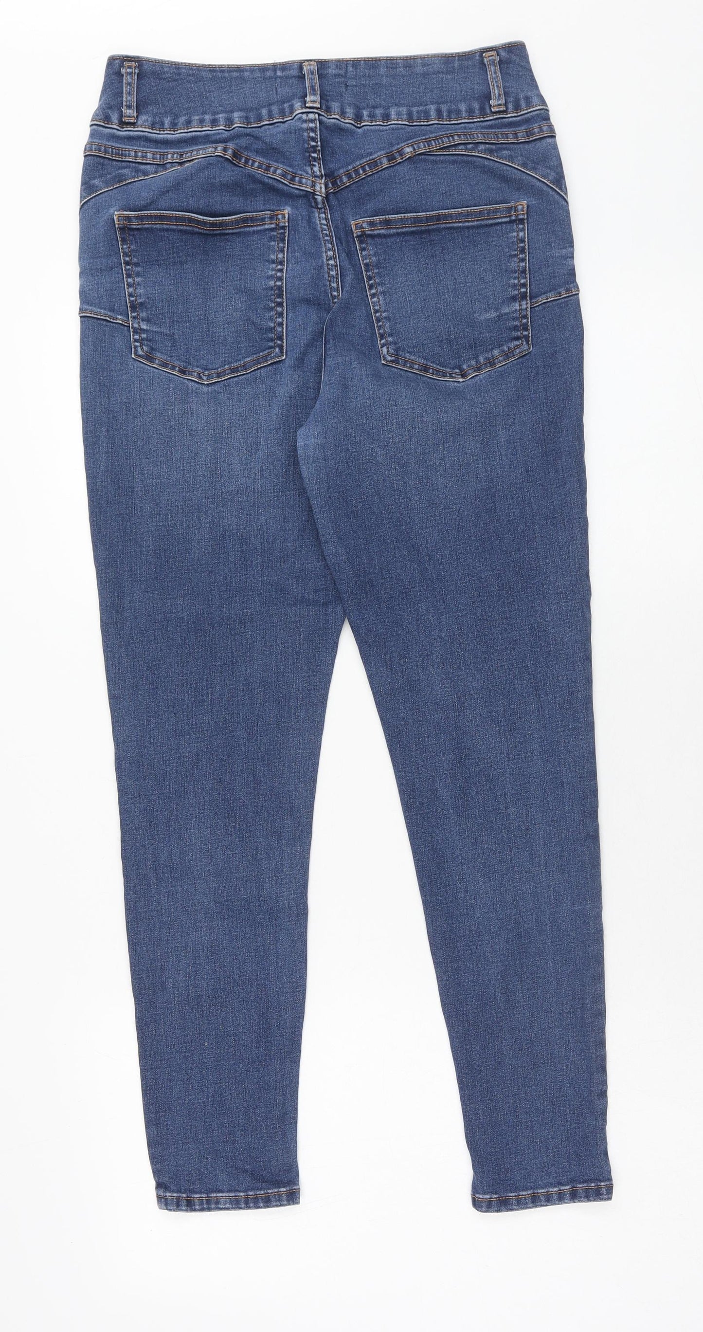 New Look Womens Blue Cotton Skinny Jeans Size 12 Regular Zip