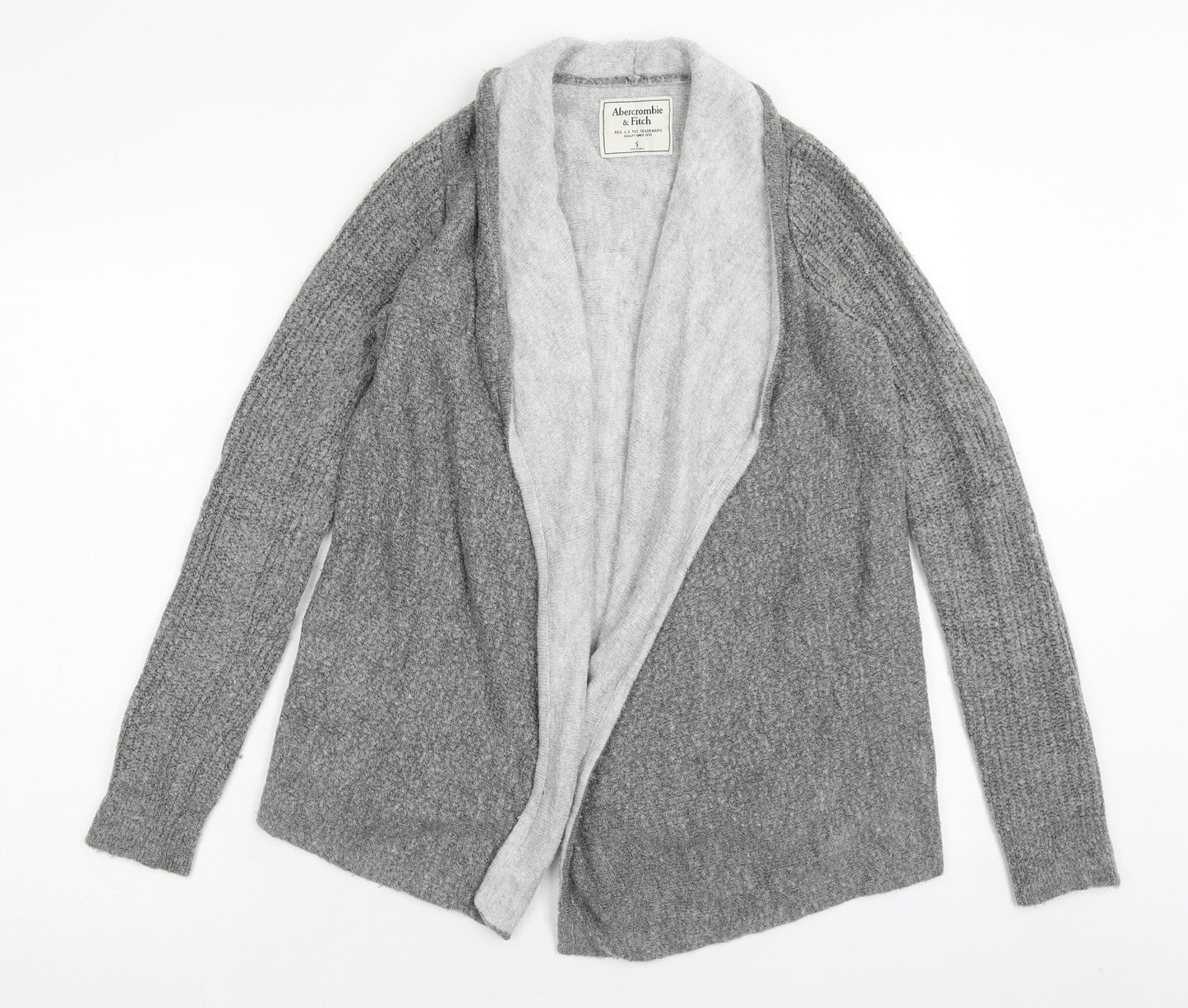 Abercrombie & Fitch Womens Grey V-Neck Acrylic Cardigan Jumper Size S - Coatigan