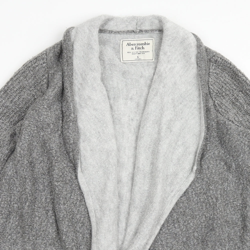 Abercrombie & Fitch Womens Grey V-Neck Acrylic Cardigan Jumper Size S - Coatigan