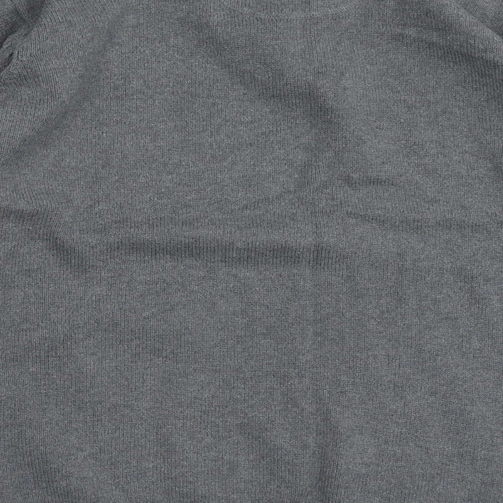Marks and Spencer Mens Grey Round Neck Cotton Henley Jumper Size 2XL
