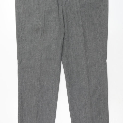 Preworn Mens Grey Polyester Dress Pants Trousers Size M Regular Zip