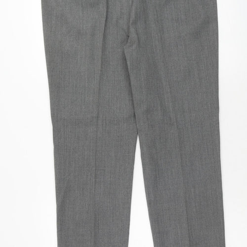 Preworn Mens Grey Polyester Dress Pants Trousers Size M Regular Zip