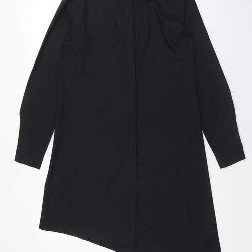 New Look Womens Black Polyester Shirt Dress Size 8 Collared Button