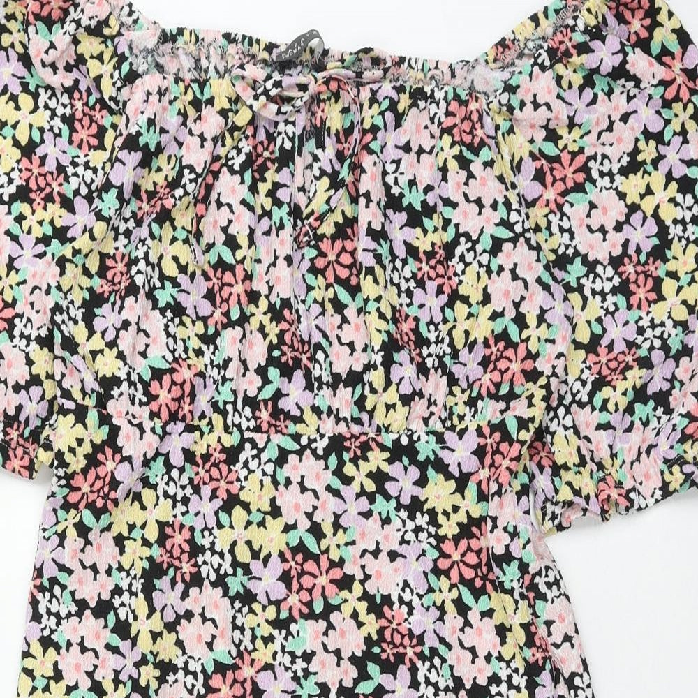 Papaya Womens Multicoloured Floral Polyester A-Line Size 10 Boat Neck Pullover