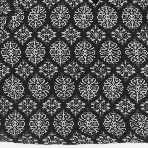 Poppy Lux Womens Black Geometric Polyester Basic Blouse Size 16 Scoop Neck