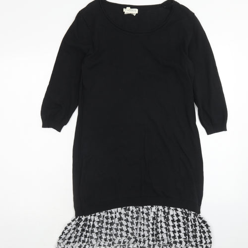 NEXT Womens Black Cotton Shift Size 12 Boat Neck Pullover