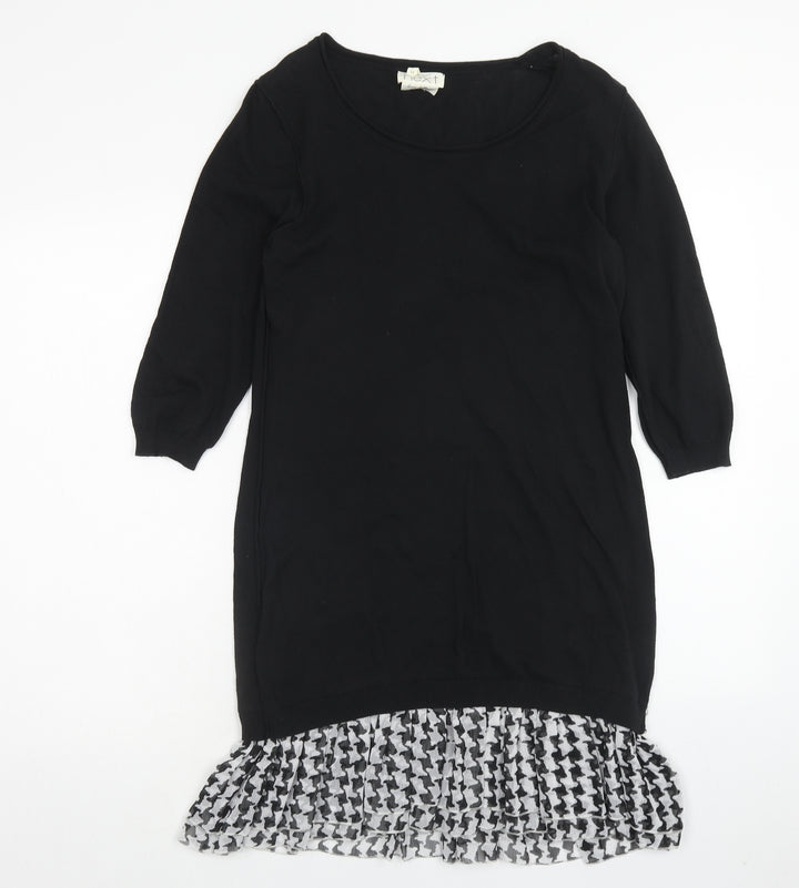 NEXT Womens Black Cotton Shift Size 12 Boat Neck Pullover