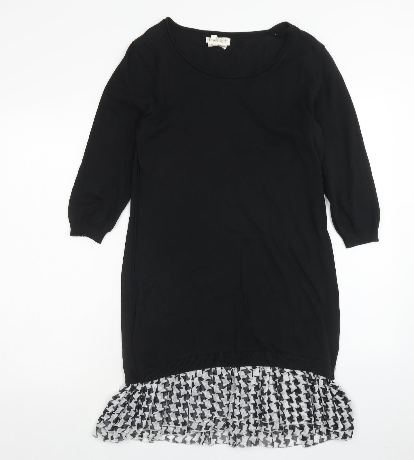 NEXT Womens Black Cotton Shift Size 12 Boat Neck Pullover
