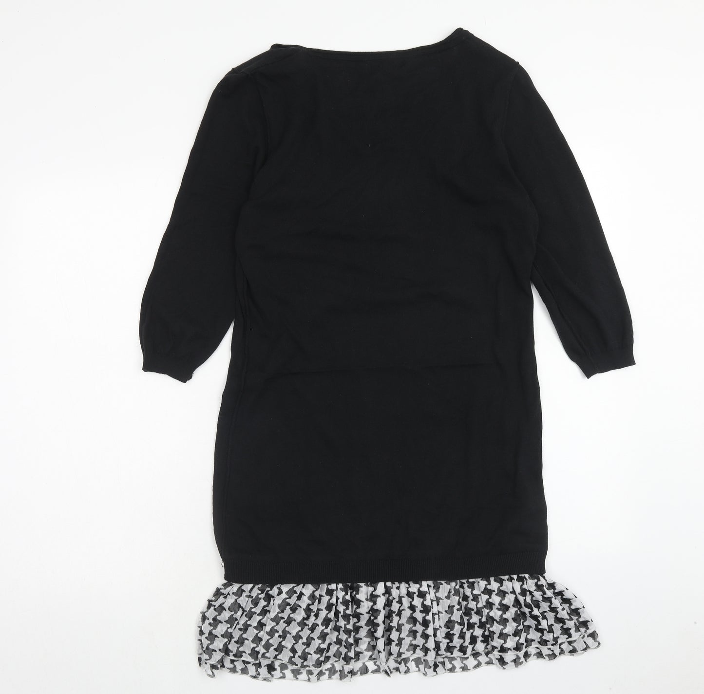 NEXT Womens Black Cotton Shift Size 12 Boat Neck Pullover