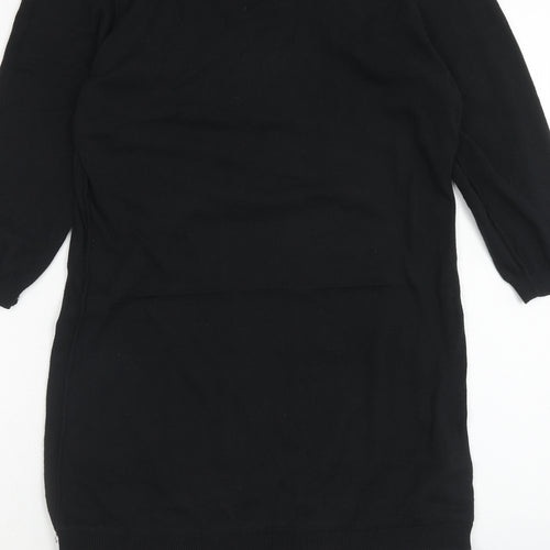 NEXT Womens Black Cotton Shift Size 12 Boat Neck Pullover