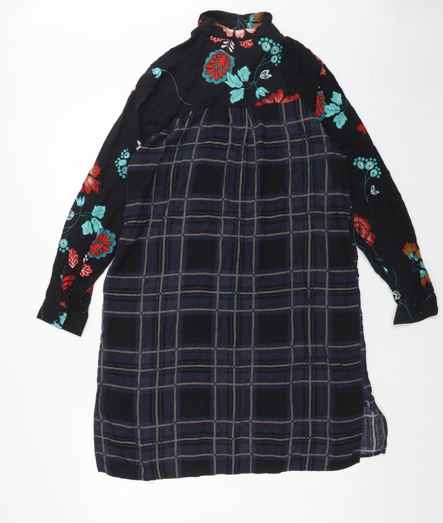 TU Womens Multicoloured Geometric Viscose Shirt Dress Size 14 Collared Button