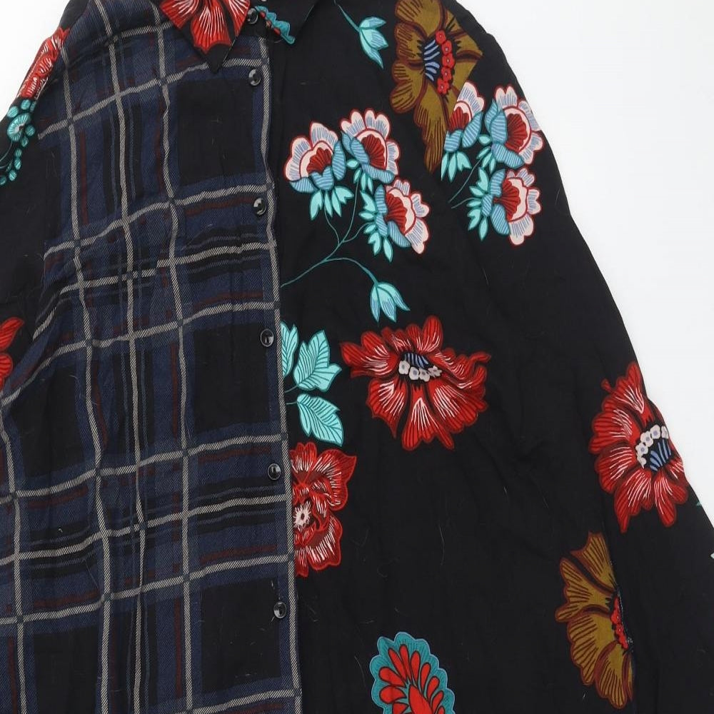 TU Womens Multicoloured Geometric Viscose Shirt Dress Size 14 Collared Button