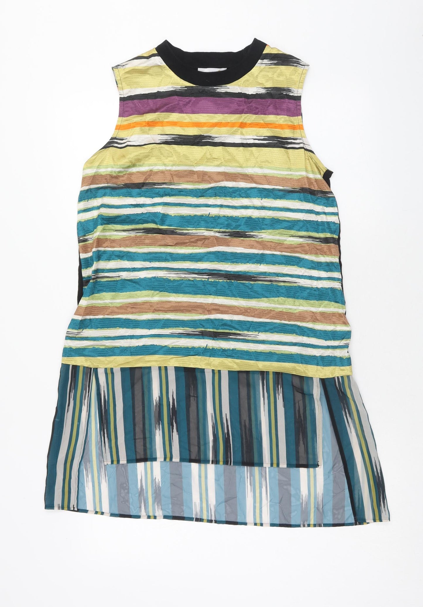 Per Una Womens Multicoloured Striped Viscose Tunic Tank Size 10 Scoop Neck