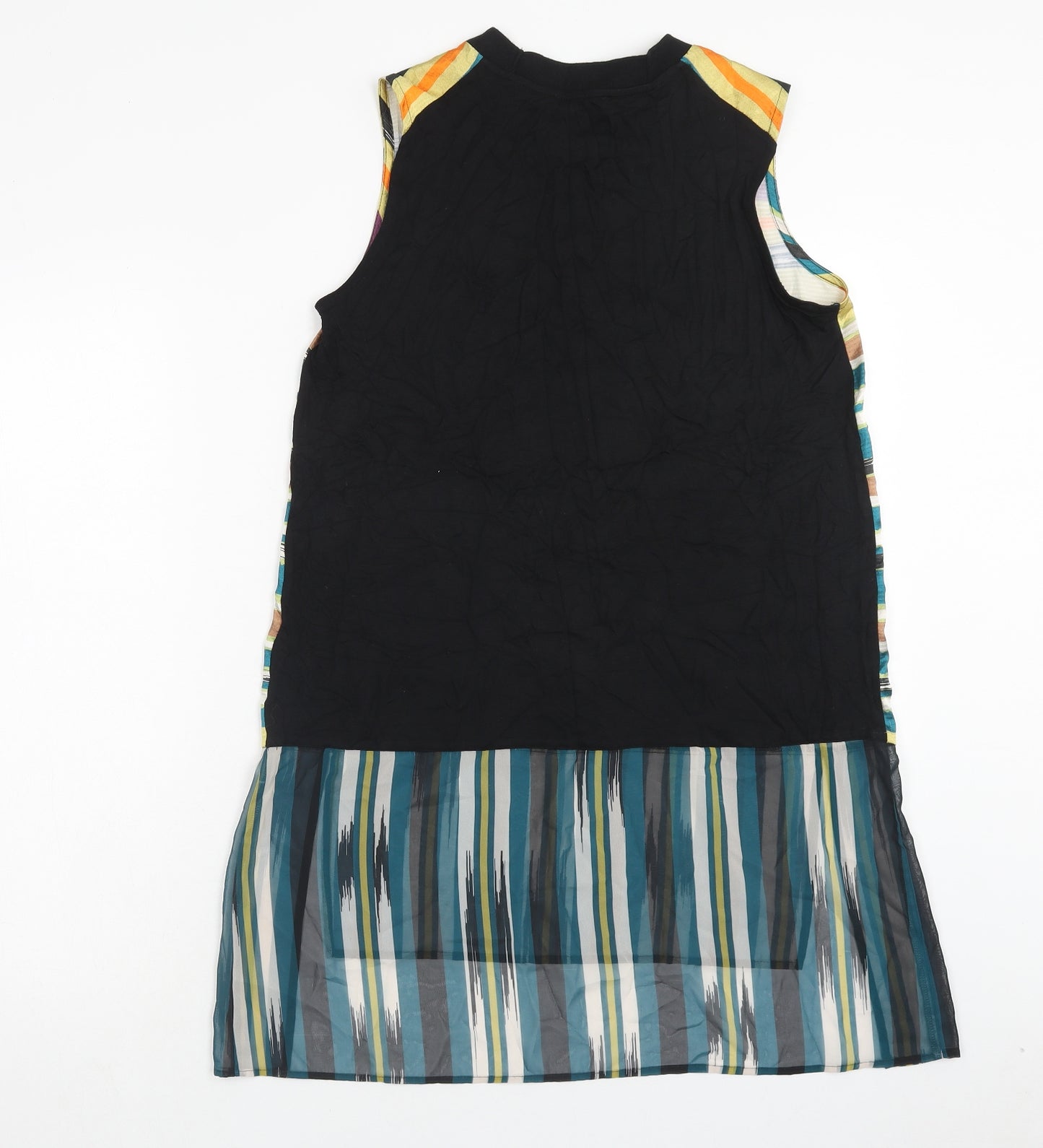 Per Una Womens Multicoloured Striped Viscose Tunic Tank Size 10 Scoop Neck