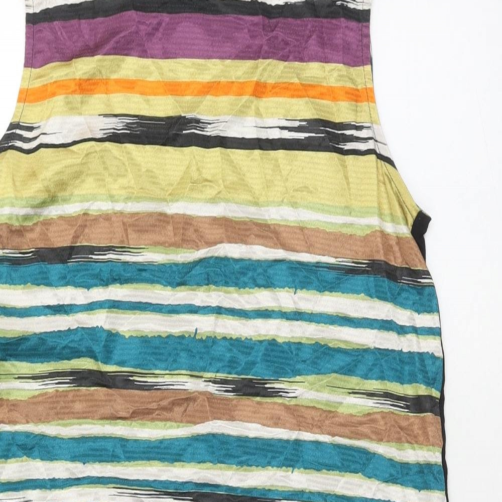 Per Una Womens Multicoloured Striped Viscose Tunic Tank Size 10 Scoop Neck