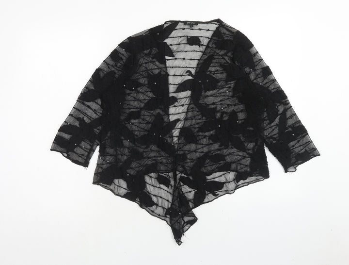 Per Una Womens Black V-Neck Polyamide Cardigan Jumper Size 14