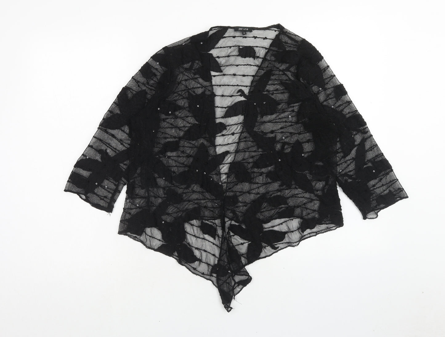 Per Una Womens Black V-Neck Polyamide Cardigan Jumper Size 14