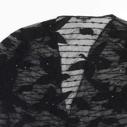 Per Una Womens Black V-Neck Polyamide Cardigan Jumper Size 14