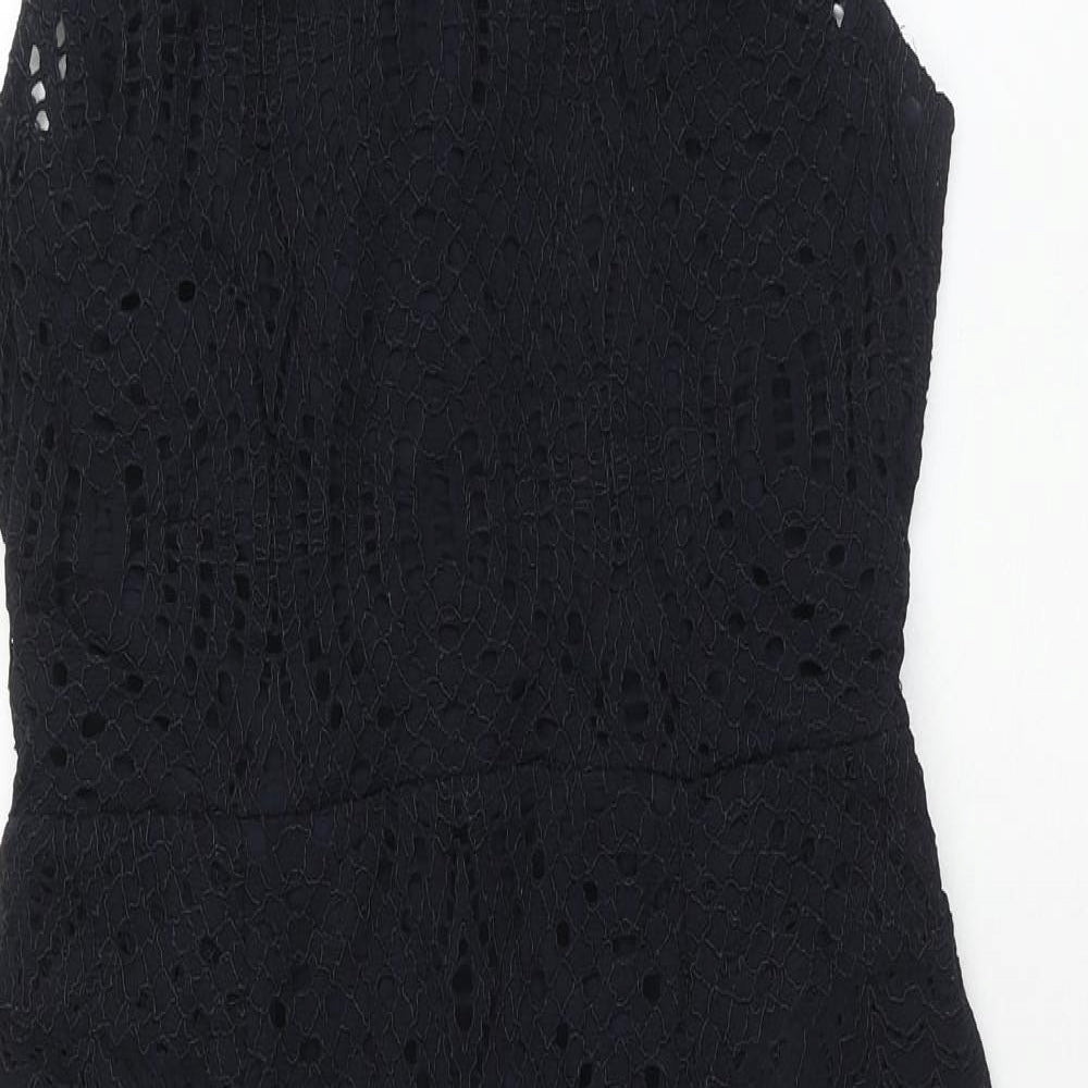 Whistles Womens Blue Cotton Sheath Size 10 Round Neck Zip