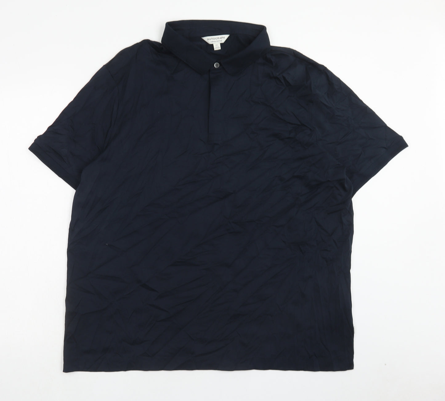 Autograph Mens Blue Cotton Polo Size 3XL Collared Button