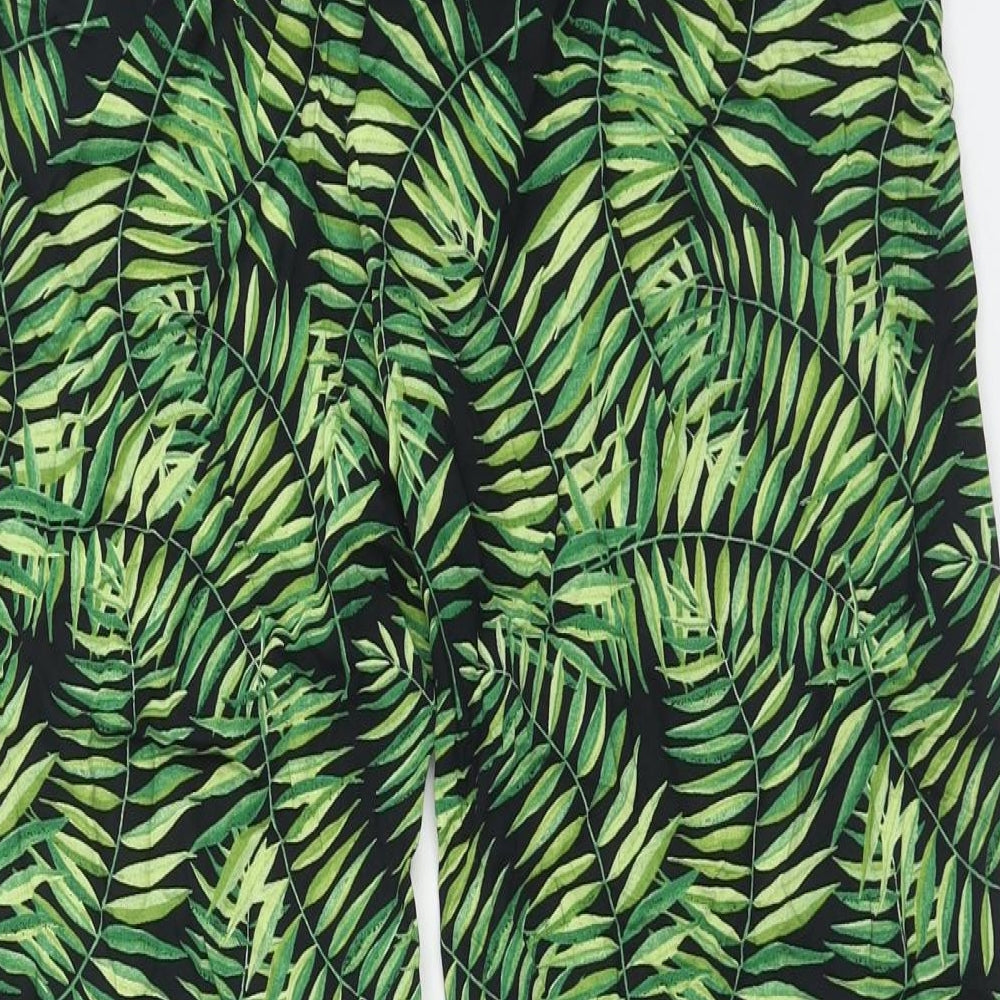 Zara Womens Green Geometric Viscose Trousers Size M Regular