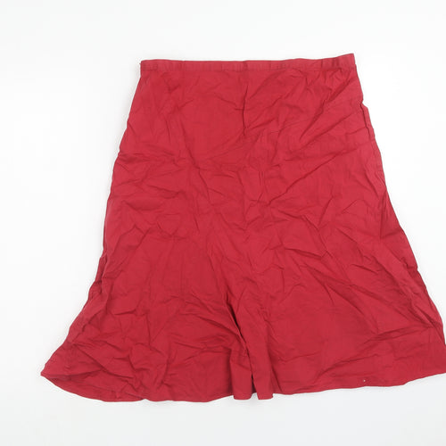 Red Herring Womens Red Cotton A-Line Skirt Size 14 Zip