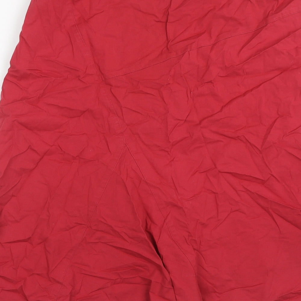 Red Herring Womens Red Cotton A-Line Skirt Size 14 Zip