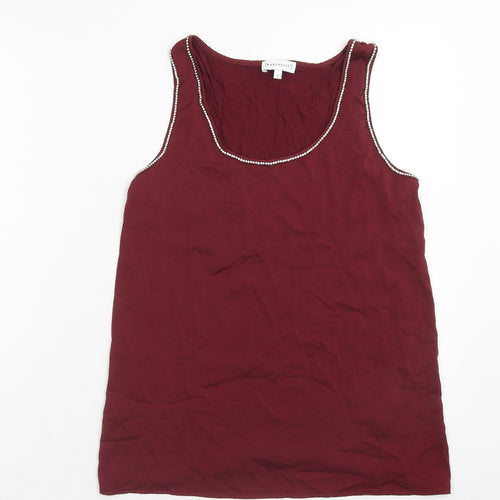Warehouse Womens Red Polyester Basic Tank Size 12 Round Neck