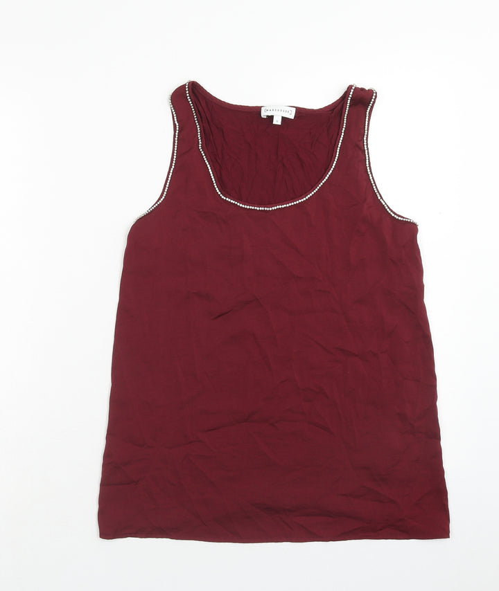 Warehouse Womens Red Polyester Basic Tank Size 12 Round Neck