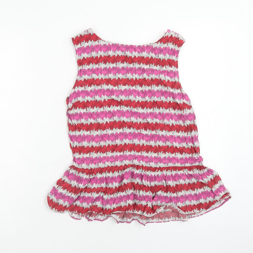 Topshop Womens Multicoloured Striped Viscose Basic Tank Size 6 Round Neck