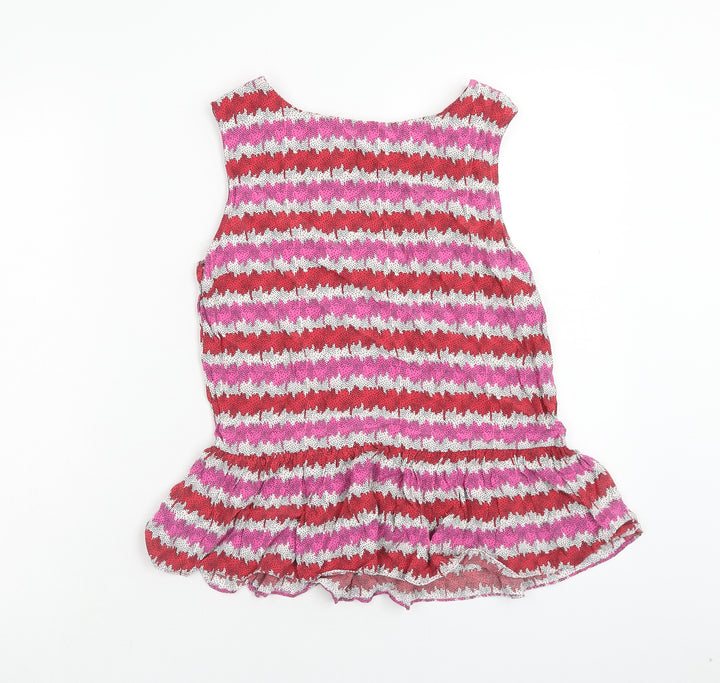 Topshop Womens Multicoloured Striped Viscose Basic Tank Size 6 Round Neck