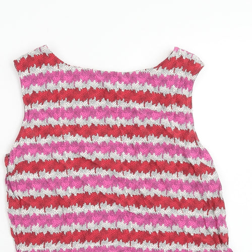 Topshop Womens Multicoloured Striped Viscose Basic Tank Size 6 Round Neck